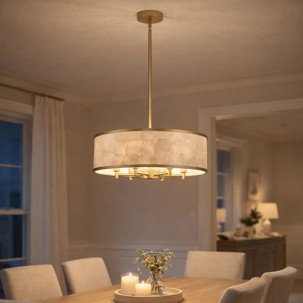 Gole drum capiz shell chandelier thumbnail 2