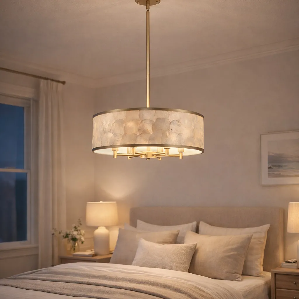 Gole drum capiz shell chandelier thumbnail 4