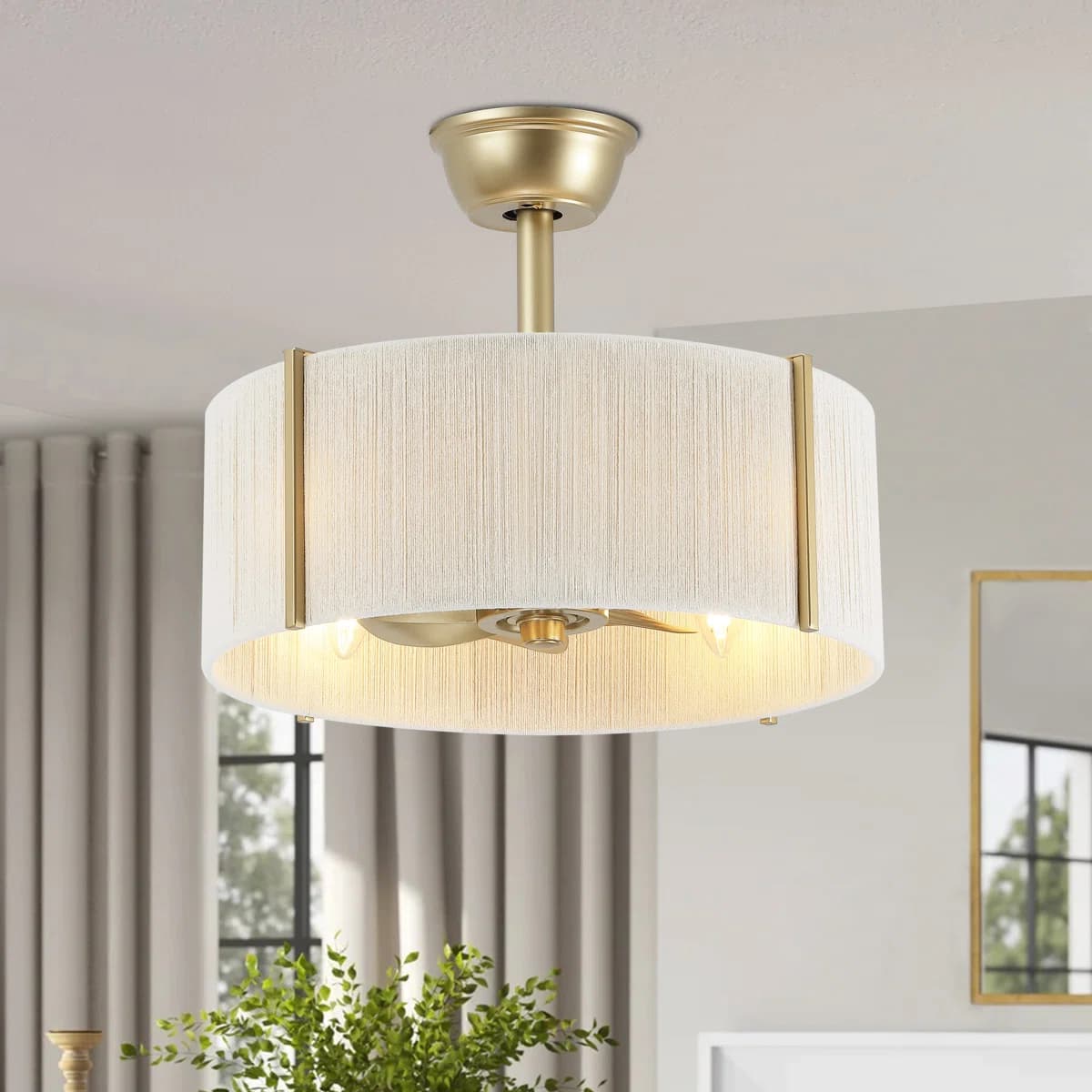 18.1" Gold Boho Fandelier with Light thumbnail 8