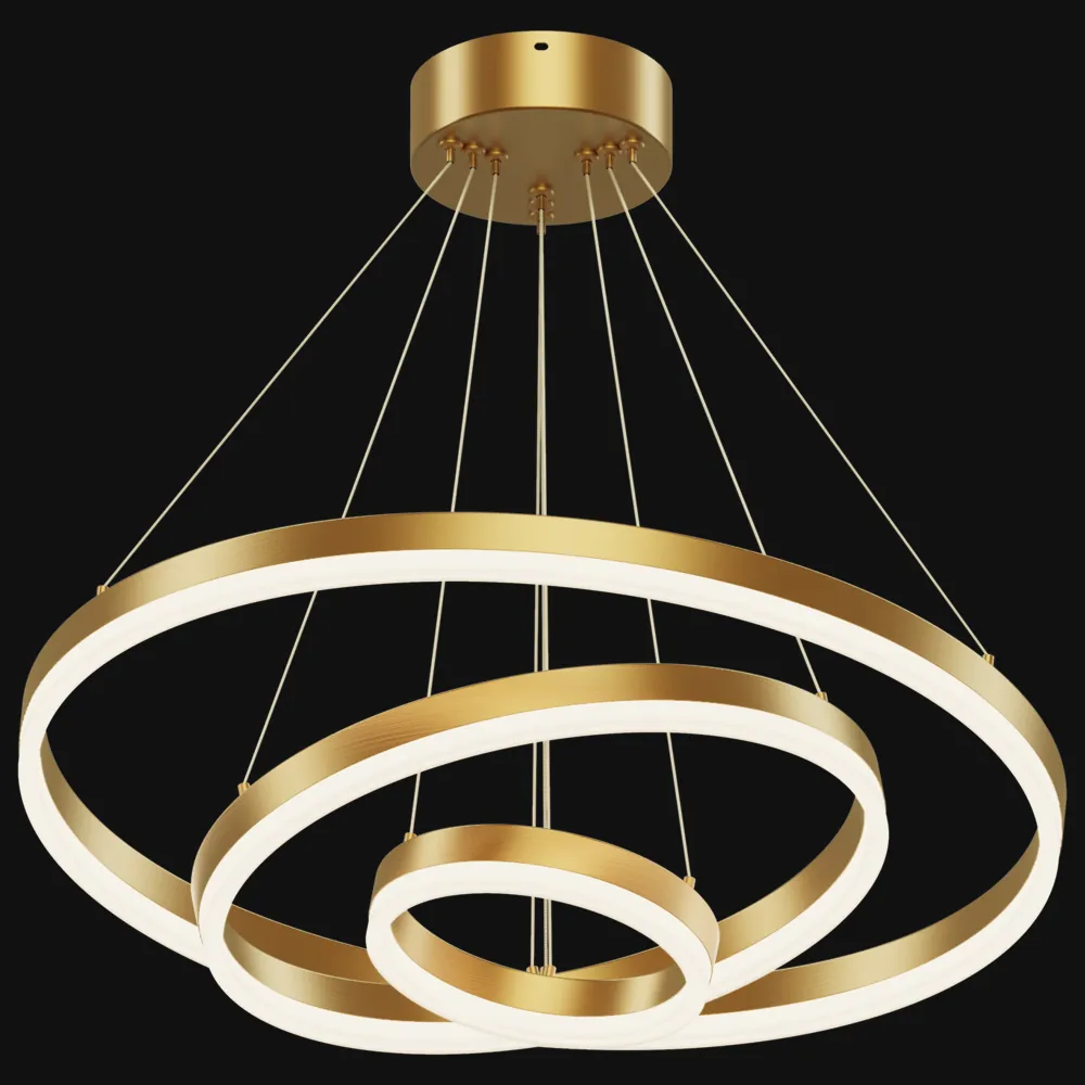 3-Tier LED Ring Chandelier Wholesale, Gold Copper Finish