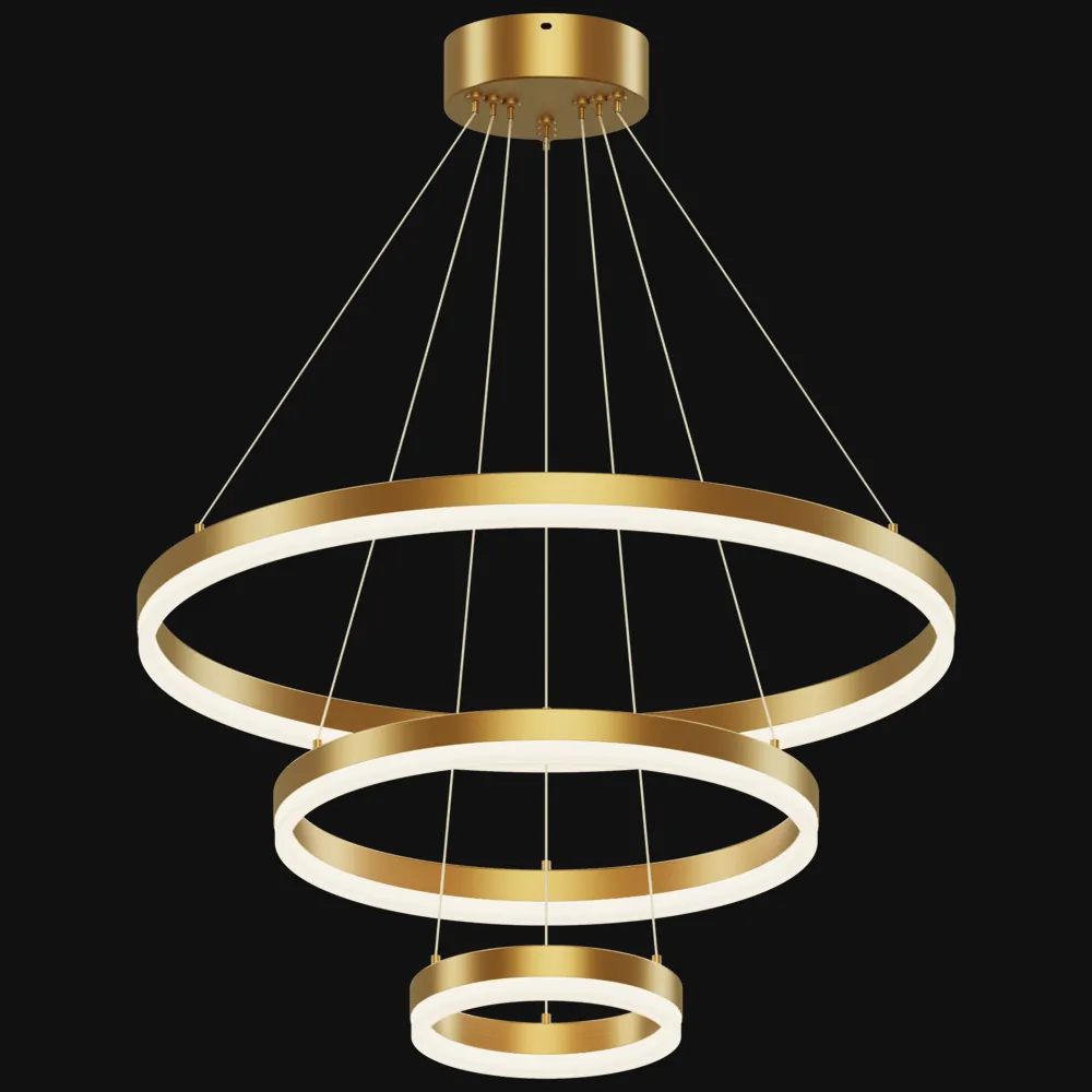 3-Tier LED Ring Chandelier Wholesale, Gold Copper Finish