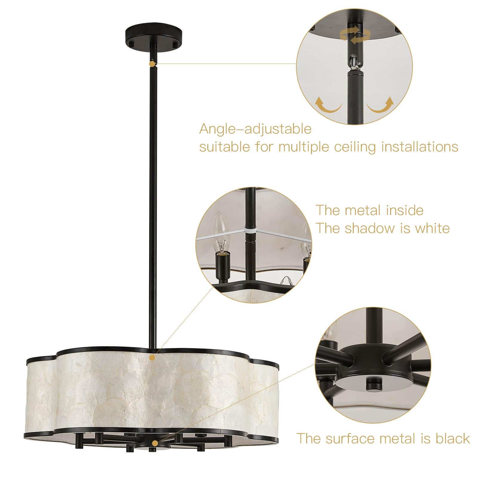 Black Flower capiz shell chandelier thumbnail 9