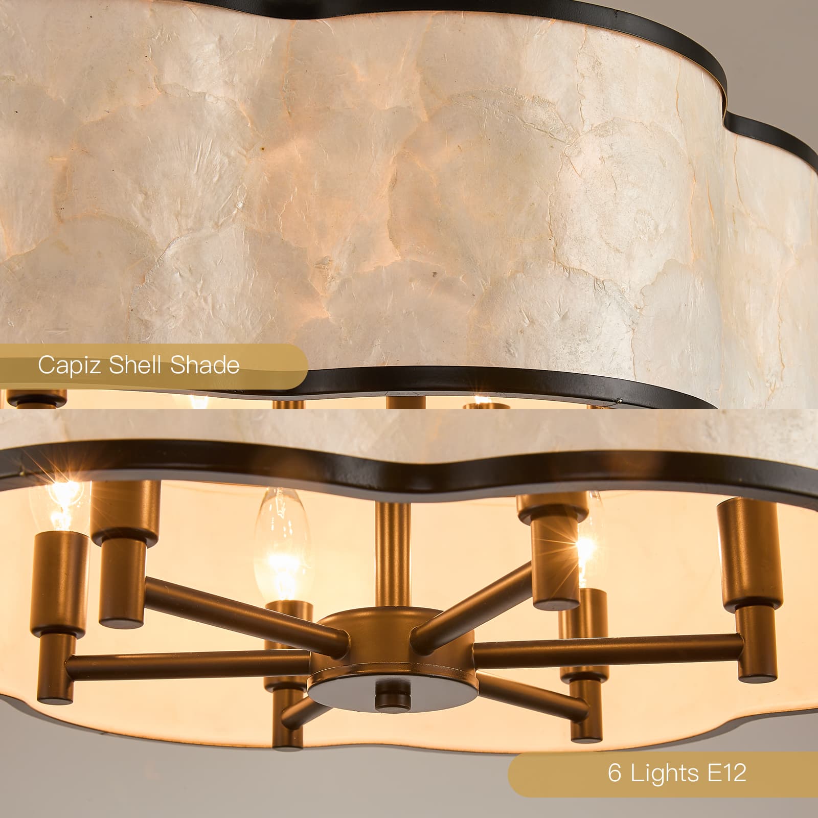 Black Flower capiz shell chandelier