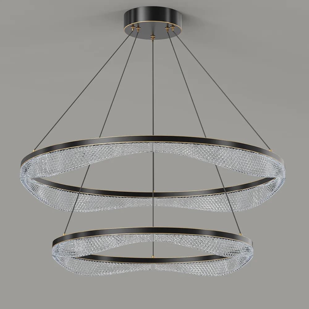Black Two Tier Acrylic LED Ring Chandelier