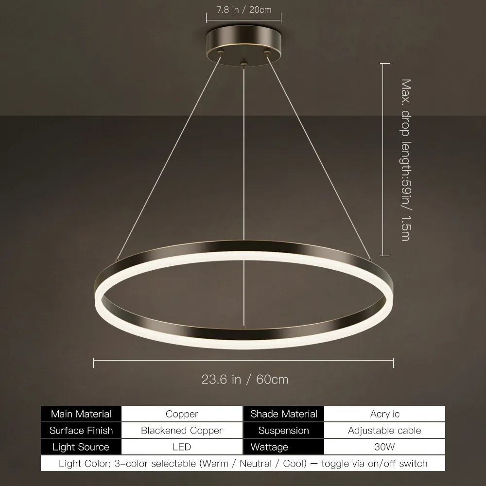 Blackened Copper LED Ring Chandelier Factory & OEM Supplier | Hushwing