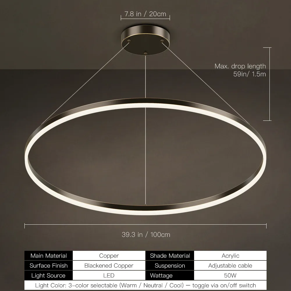 Blackened Copper LED Ring Chandelier Factory & OEM Supplier | Hushwing