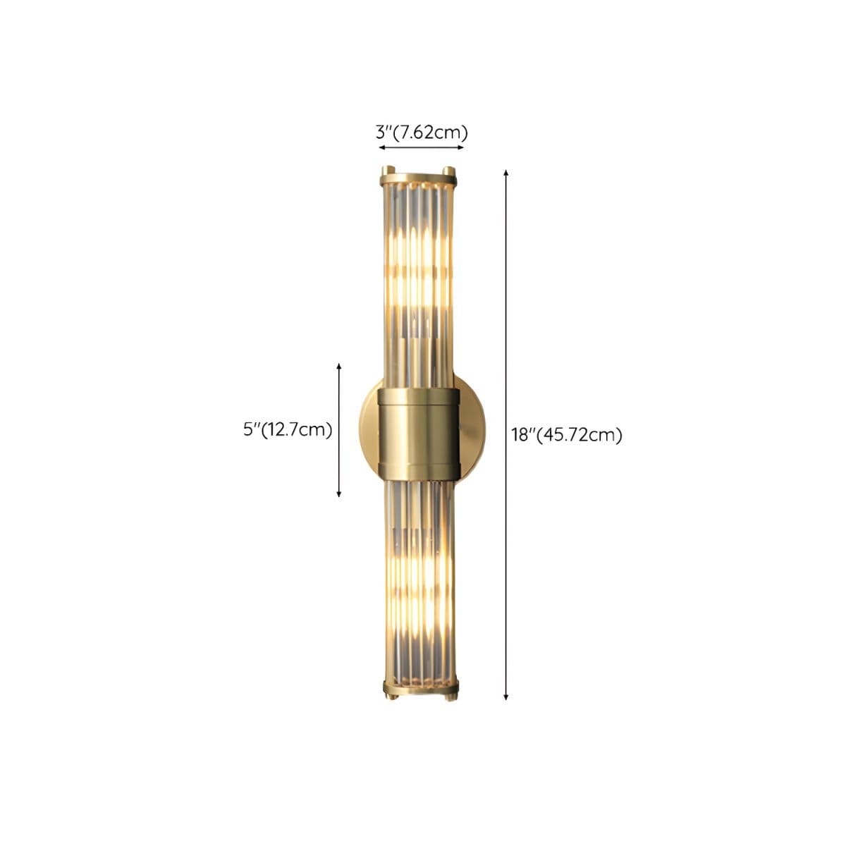 Brass Ribbed Glass Wall Sconce | Modern Fluted Vanity Light Fixture thumbnail 7