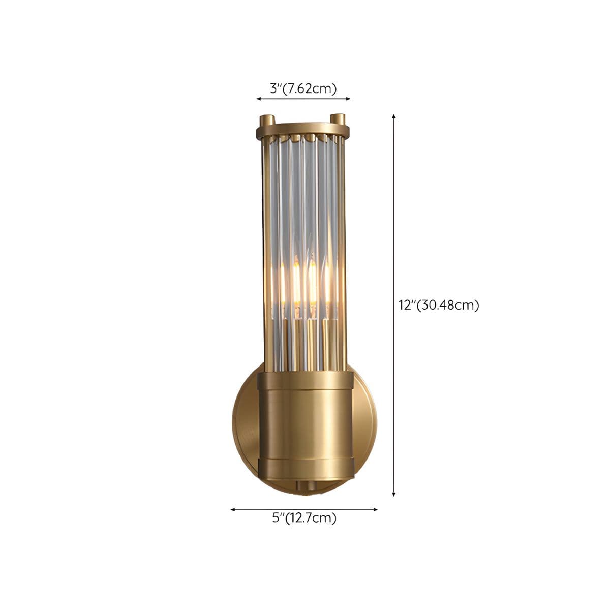 Brass Ribbed Glass Wall Sconce | Modern Fluted Vanity Light Fixture thumbnail 8