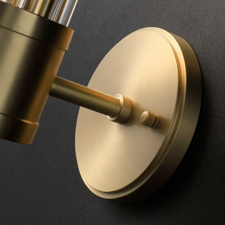 Brass Ribbed Glass Wall Sconce | Modern Fluted Vanity Light Fixture thumbnail 11