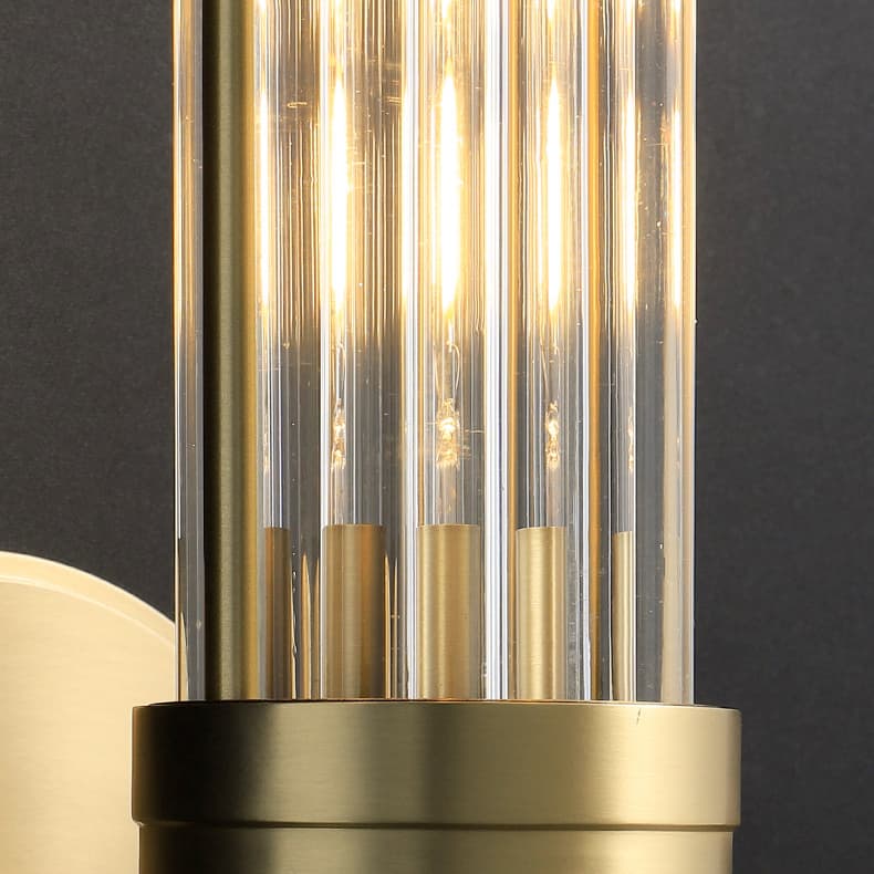 Brass Ribbed Glass Wall Sconce | Modern Fluted Vanity Light Fixture