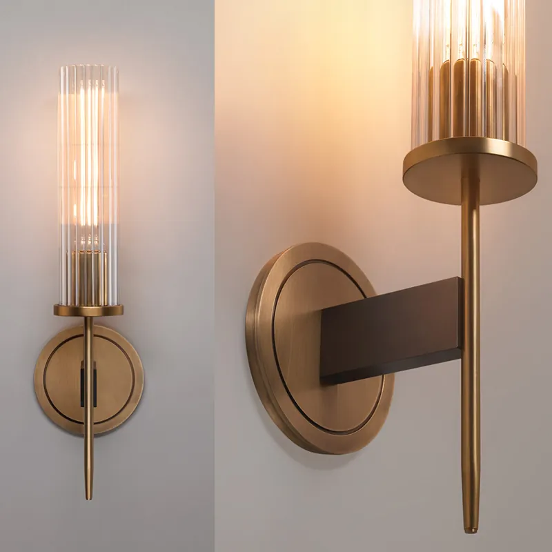 Brass Water Ripple Glass Sconce | Modern Luxury Ice Glass Vanity Light thumbnail 3