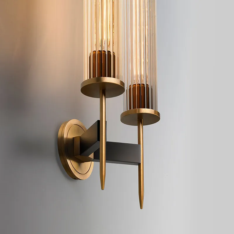 Brass Water Ripple Glass Sconce | Modern Luxury Ice Glass Vanity Light thumbnail 4