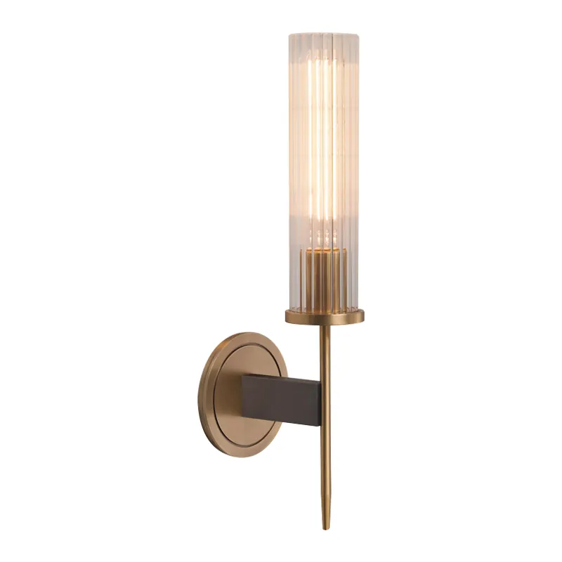 Brass Water Ripple Glass Sconce | Modern Luxury Ice Glass Vanity Light thumbnail 5