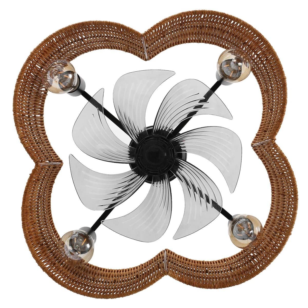 19.7" Brown Rattan Ceiling Fan with Light
