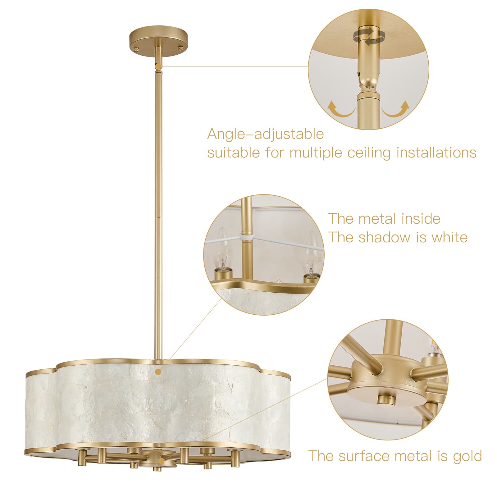 Gold Flower capiz shell chandelier thumbnail 9
