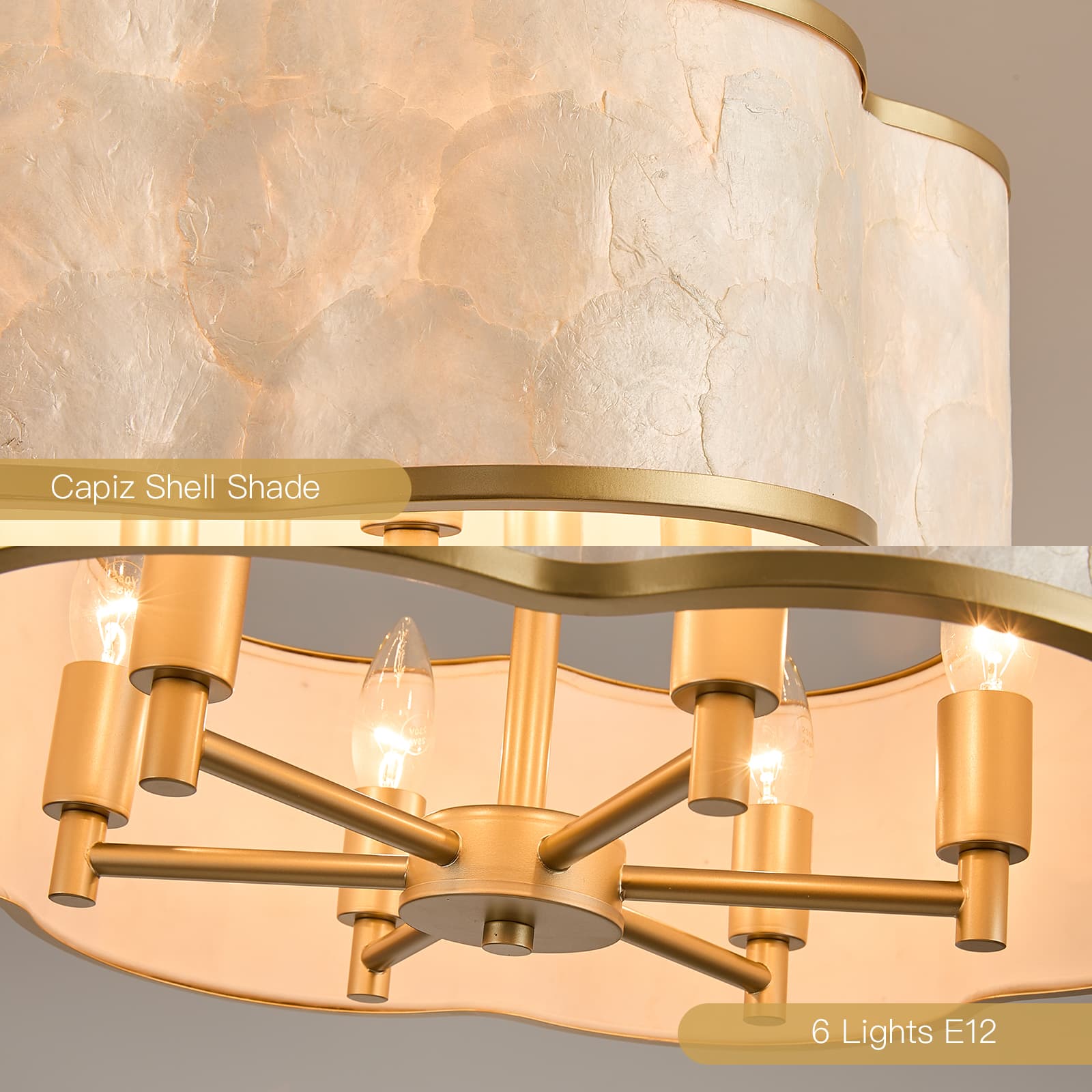 Gold Flower capiz shell chandelier