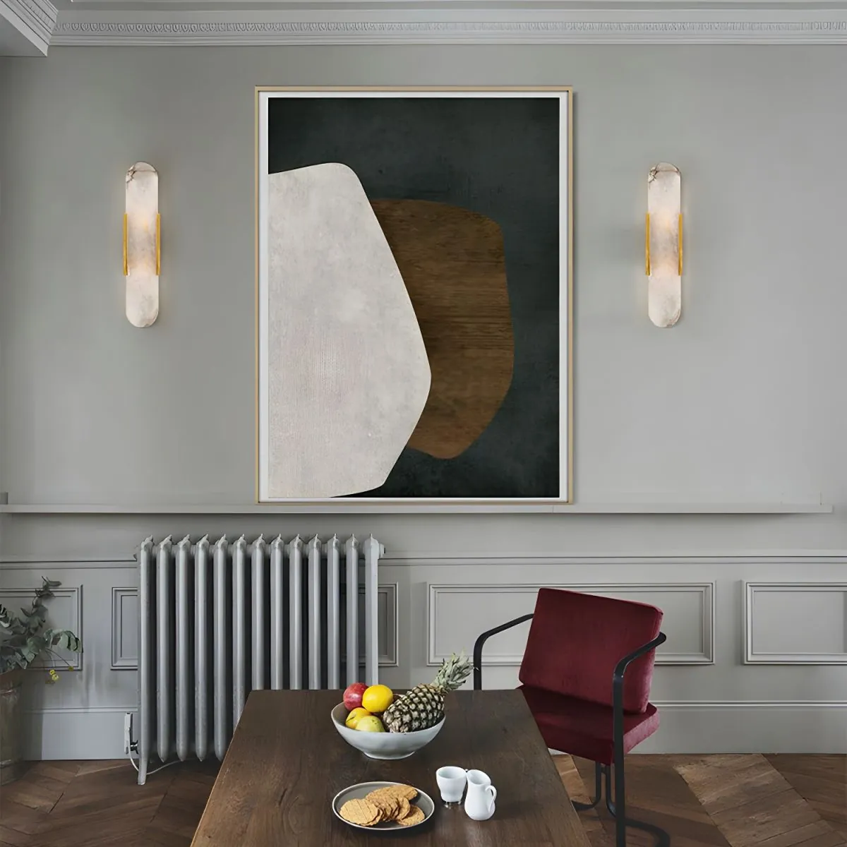 Brass Alabaster Wall Sconce | Luxury Linear Stone Vanity Light Fixture thumbnail 6