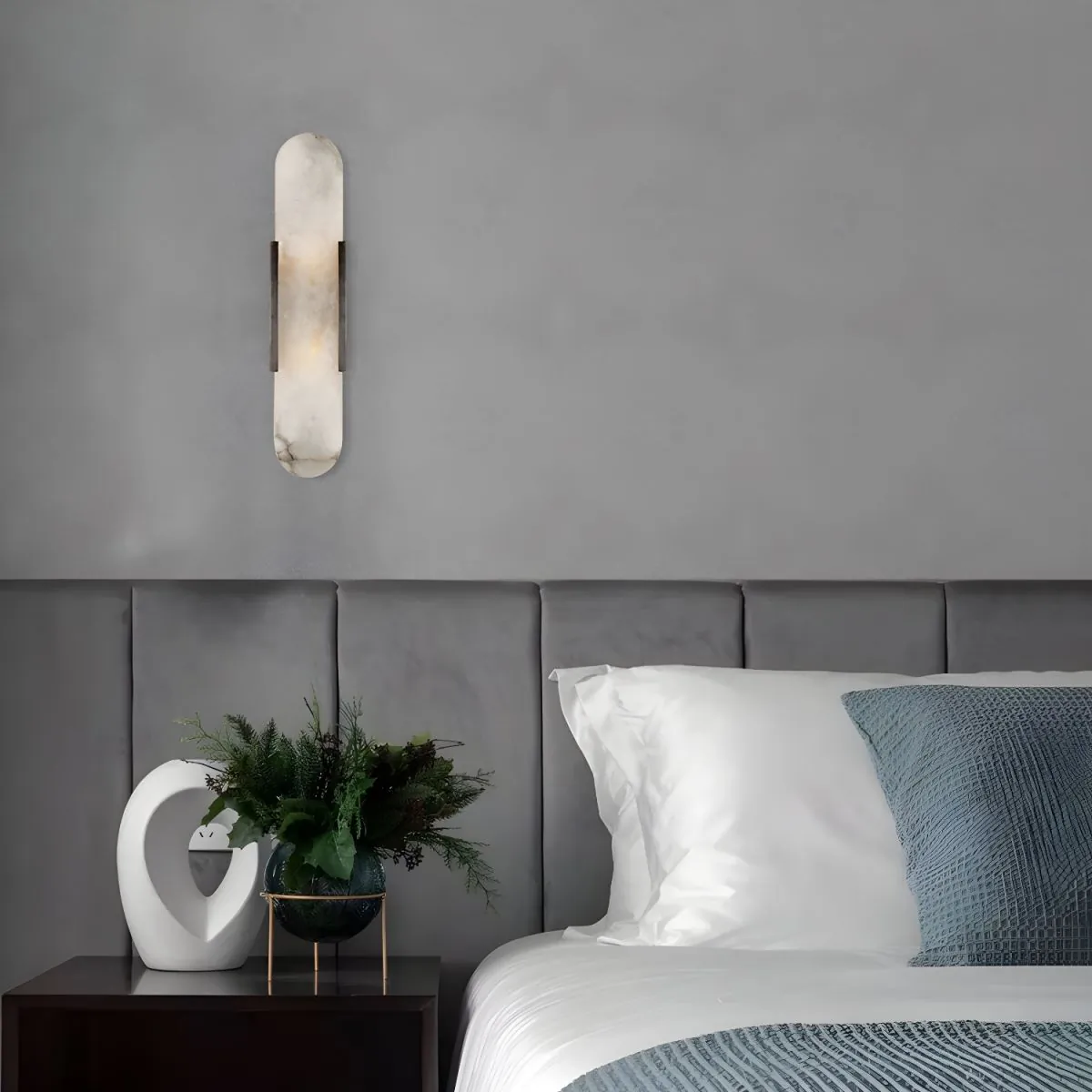 Brass Alabaster Wall Sconce | Luxury Linear Stone Vanity Light Fixture thumbnail 8