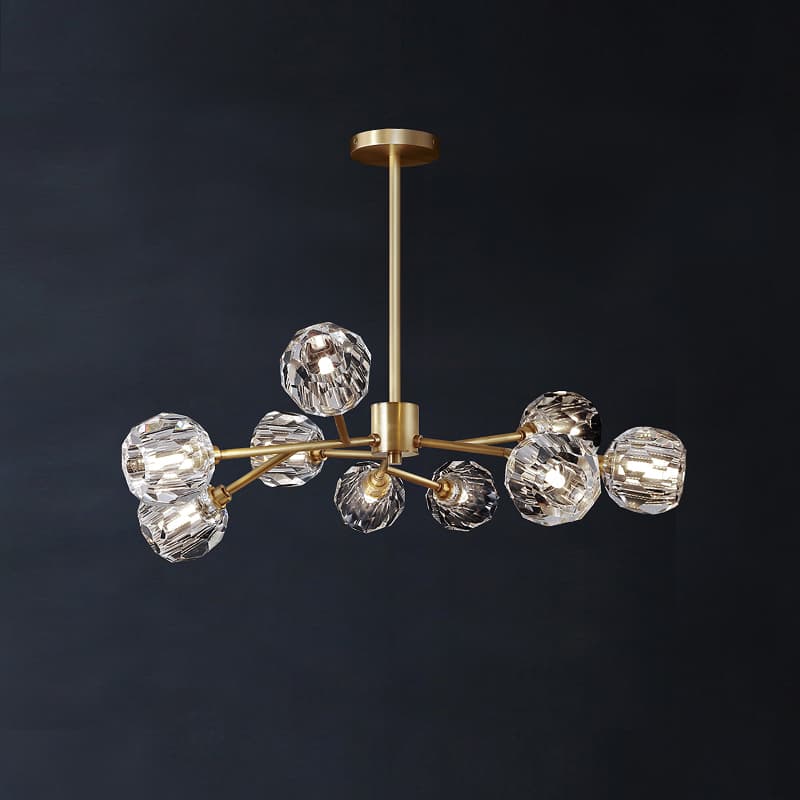 Modern Brass Crystal Sputnik Chandelier | Luxury Multi Light thumbnail 2