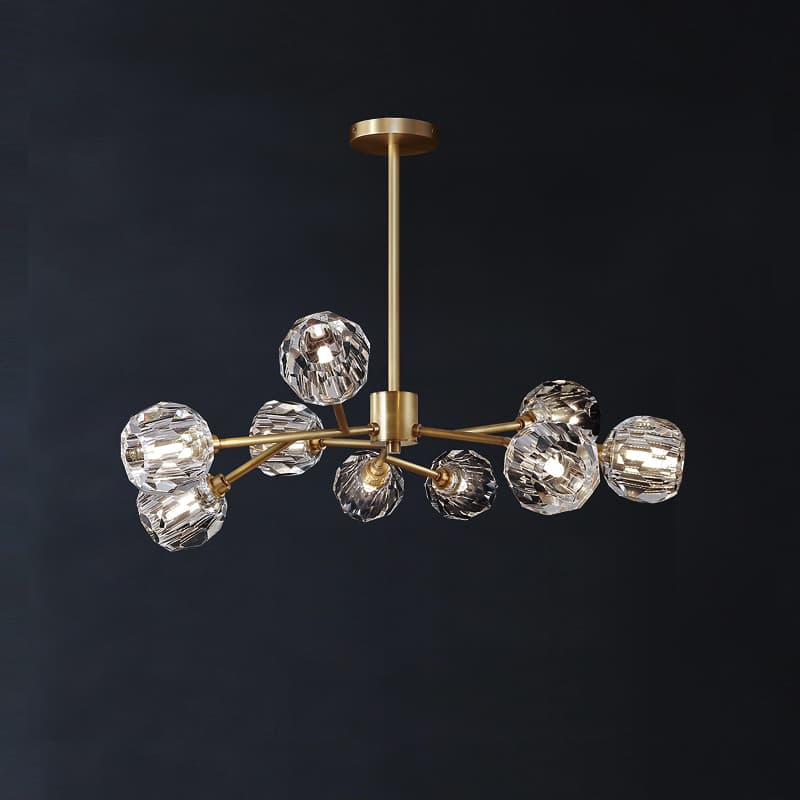 Modern Brass Crystal Sputnik Chandelier | Luxury Multi Light thumbnail 3
