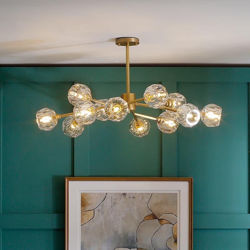 Modern Brass Crystal Sputnik Chandelier | Luxury Multi Light thumbnail 8
