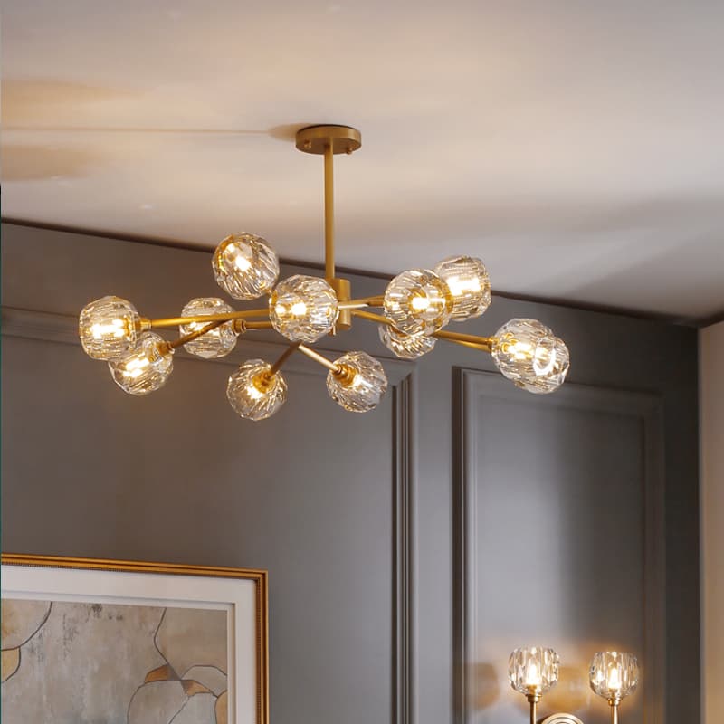 Modern Brass Crystal Sputnik Chandelier | Luxury Multi Light thumbnail 9