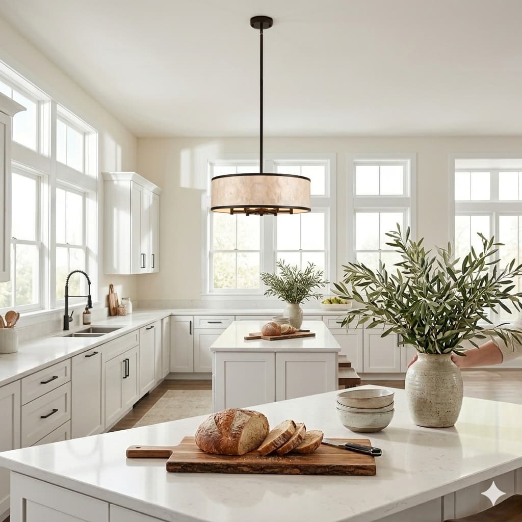Black drum capiz shell chandelier