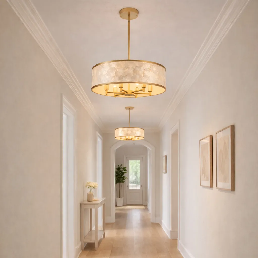 Gole drum capiz shell chandelier