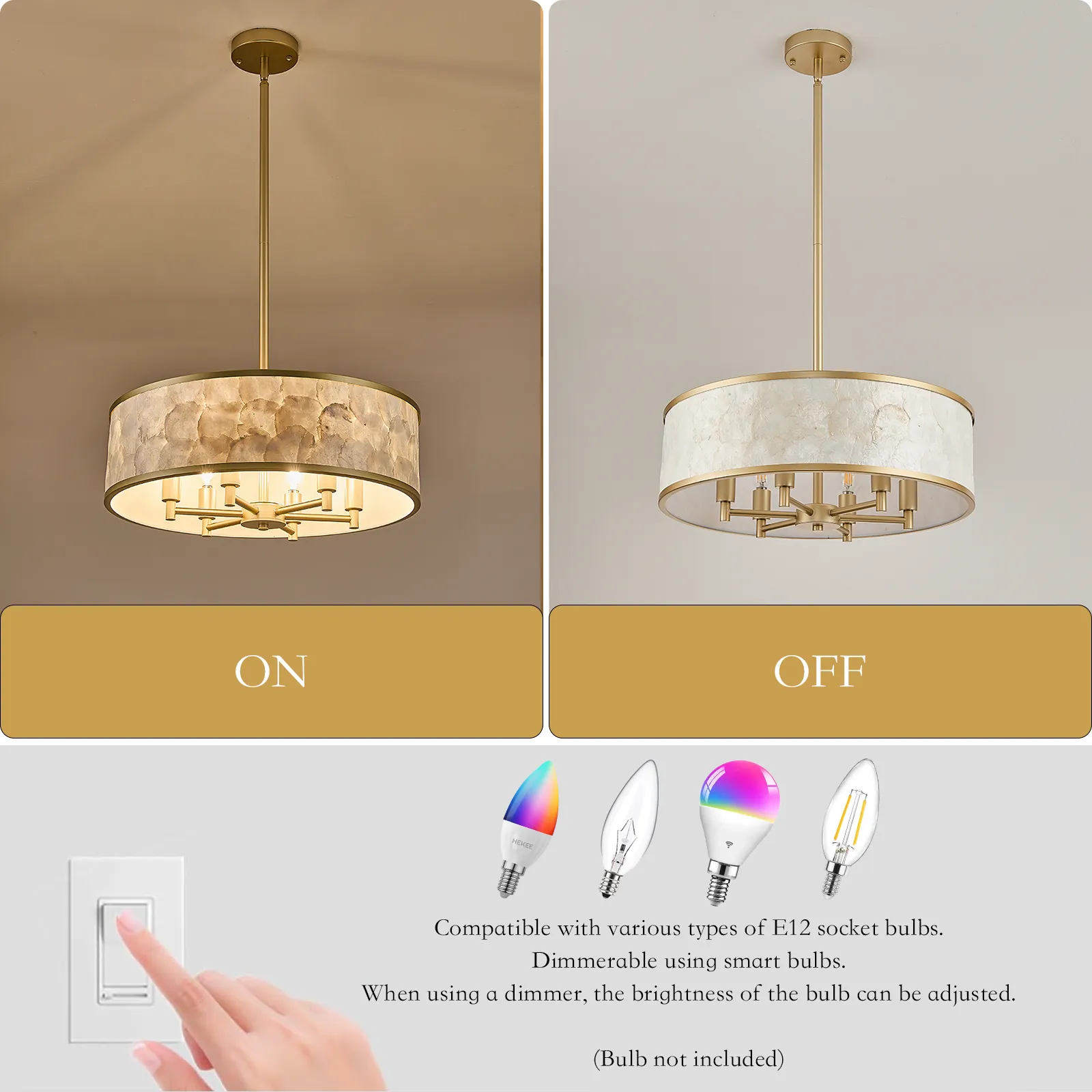 Gole drum capiz shell chandelier thumbnail 7