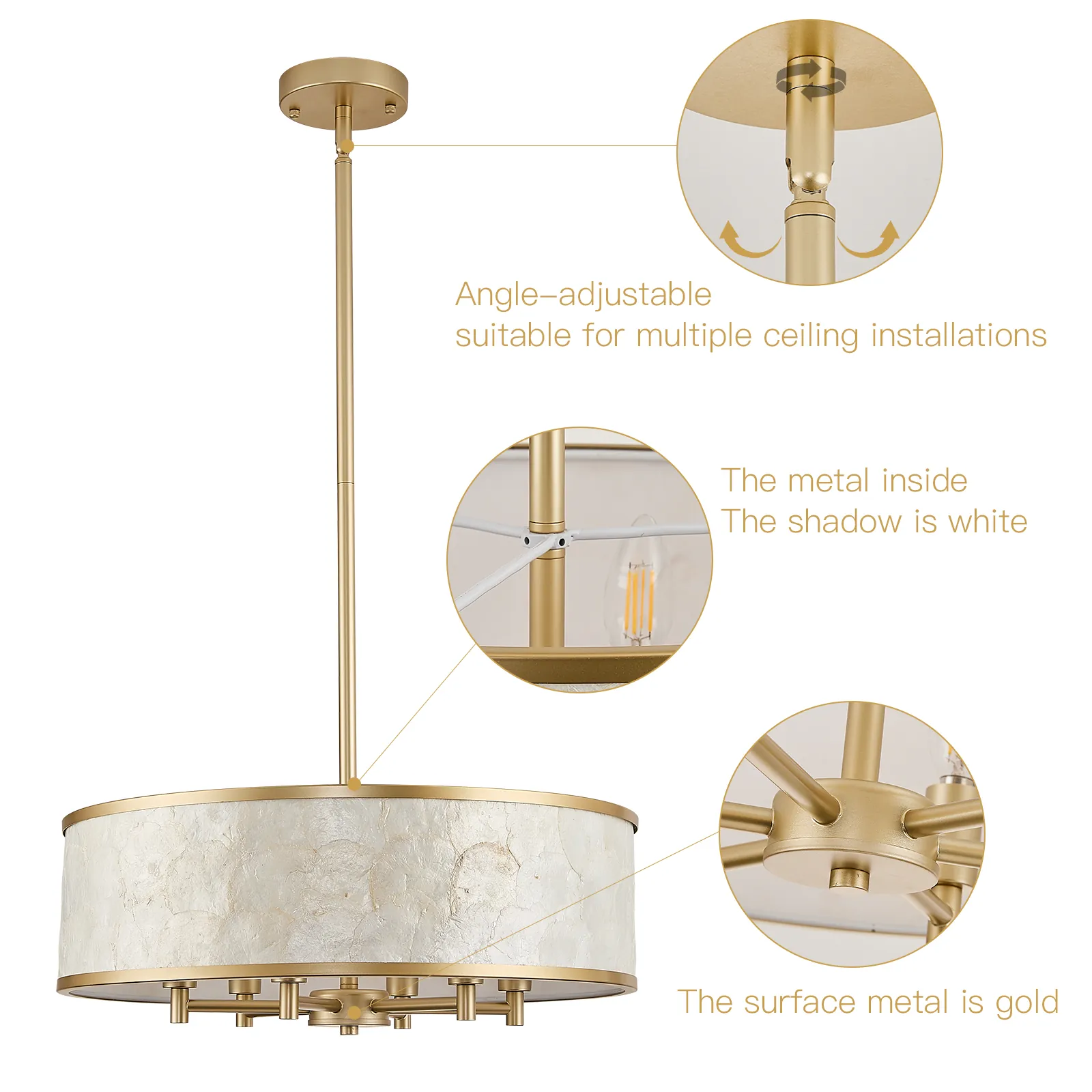 Gole drum capiz shell chandelier thumbnail 8