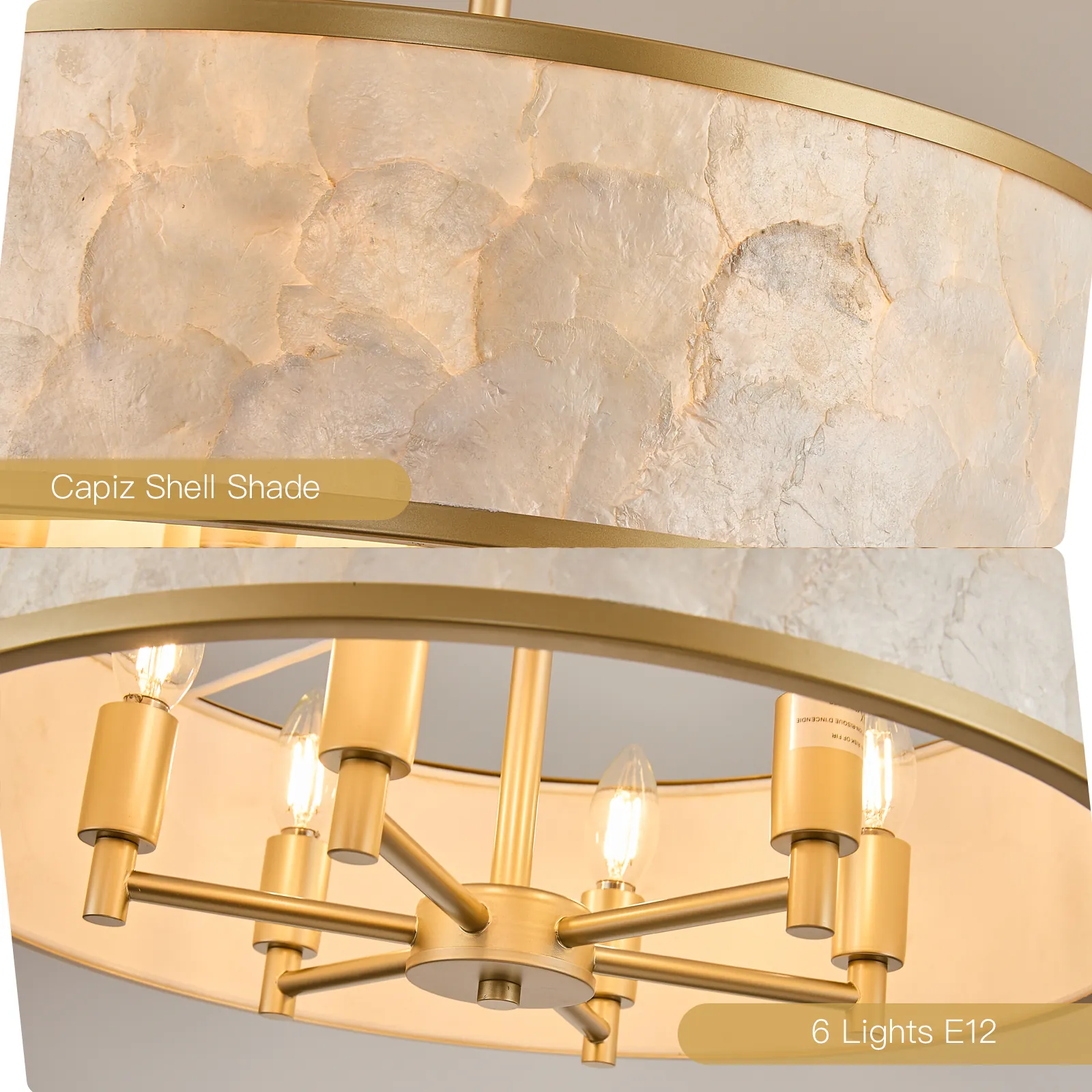 Gole drum capiz shell chandelier