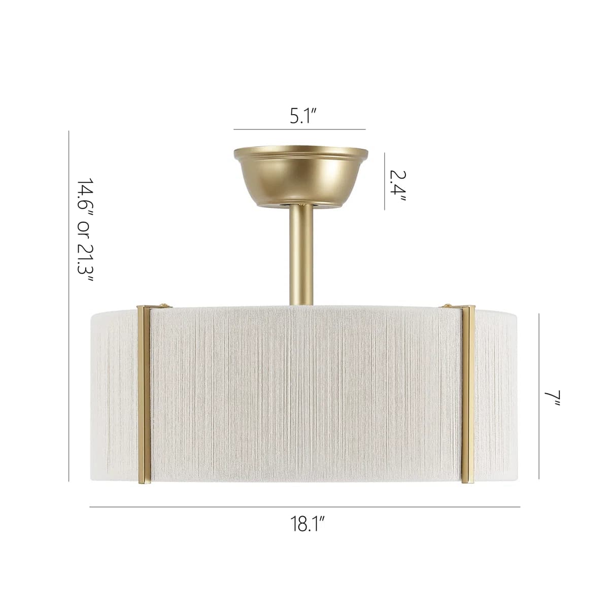 18.1" Gold Boho Fandelier with Light thumbnail 3