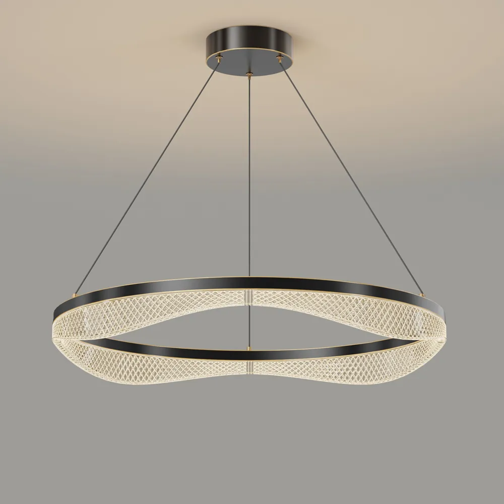 Black Acrylic LED Ring Chandelier for Project Lighting
