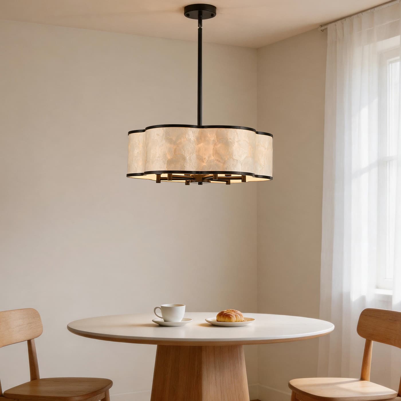 Black Flower capiz shell chandelier thumbnail 3