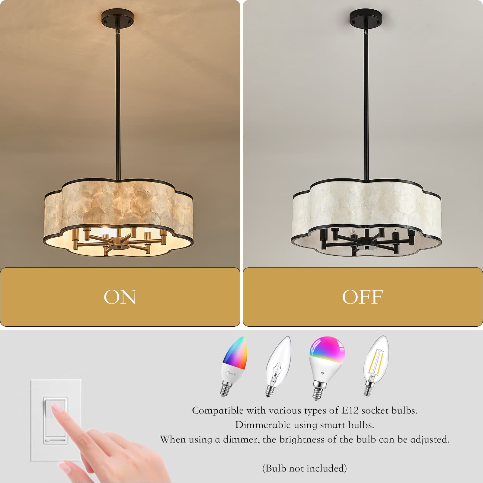 Black Flower capiz shell chandelier thumbnail 6