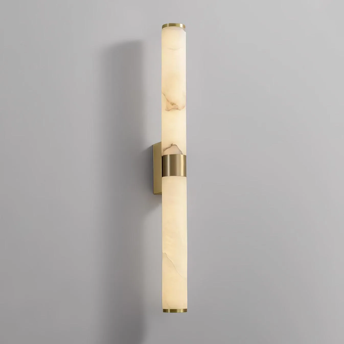 Brass Alabaster Wall Sconce - Luxury Linear Architectural Vanity Light