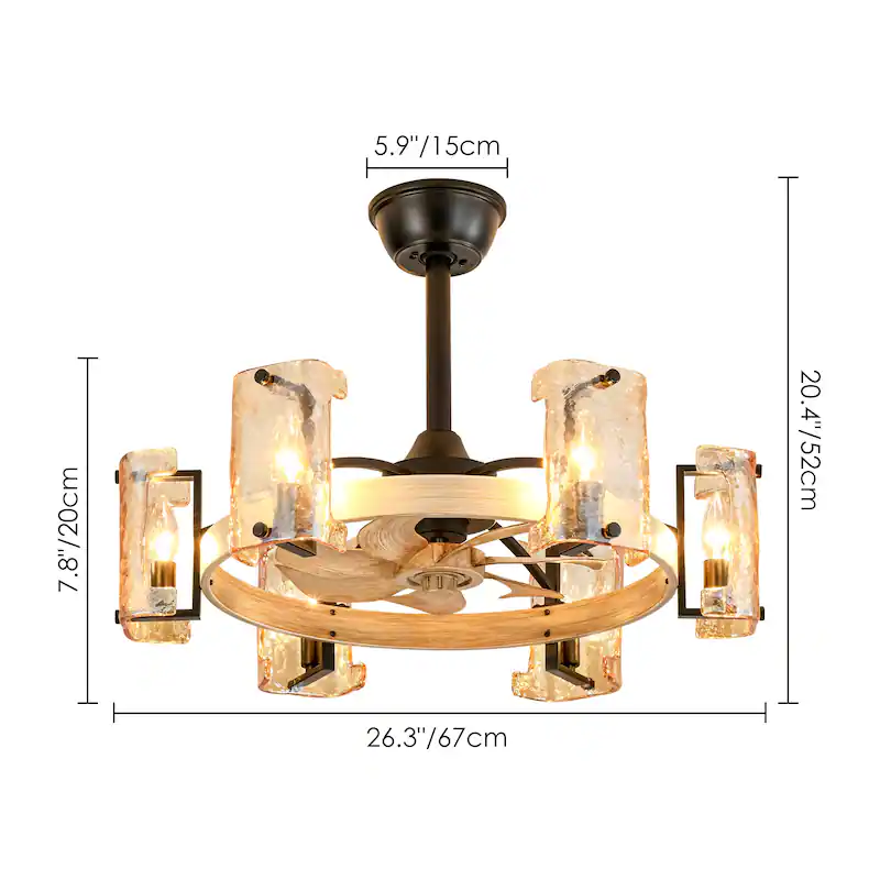 26.3" Chandelier Ceiling Fan with Light thumbnail 6