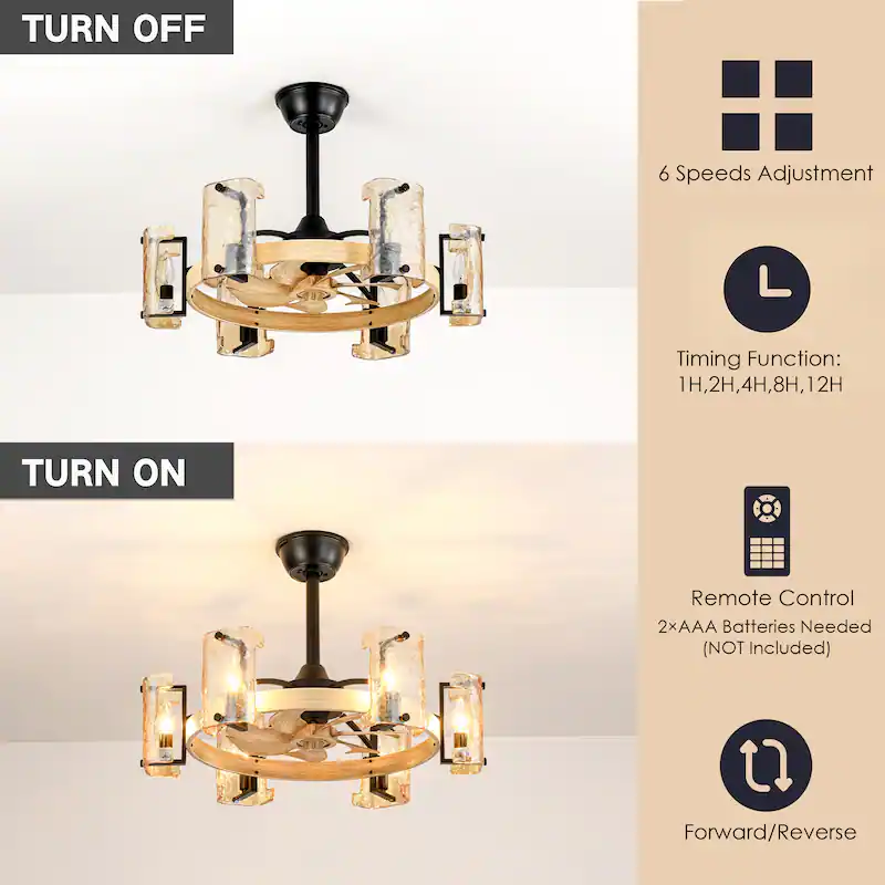 26.3" Chandelier Ceiling Fan with Light thumbnail 7