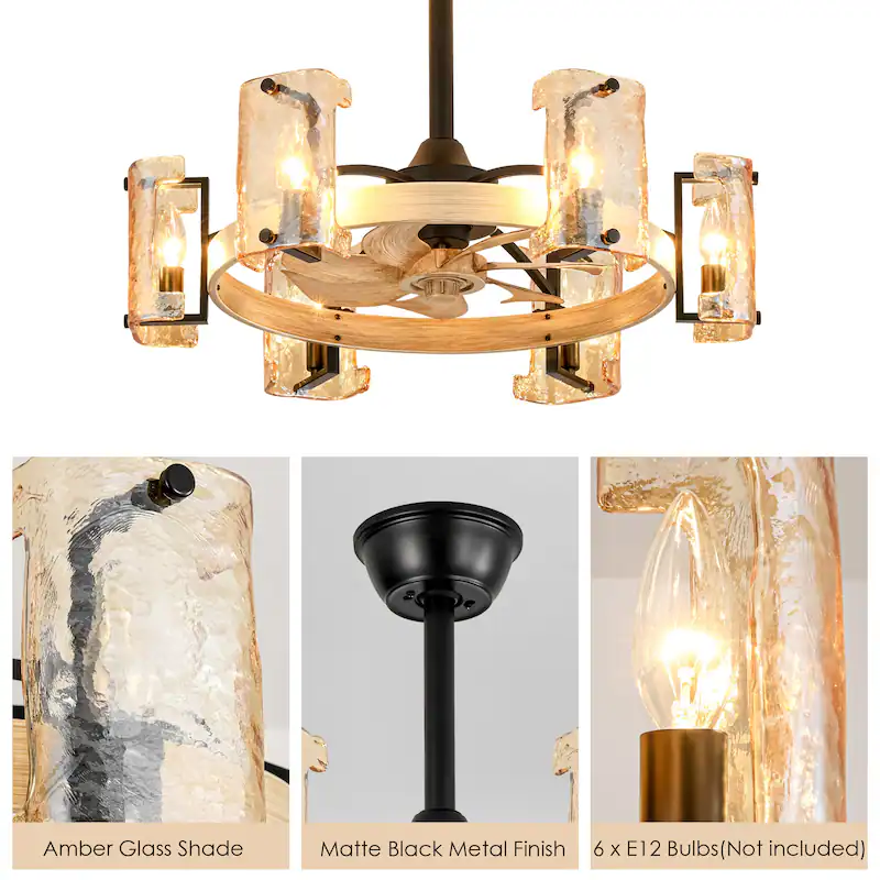 26.3" Chandelier Ceiling Fan with Light thumbnail 8
