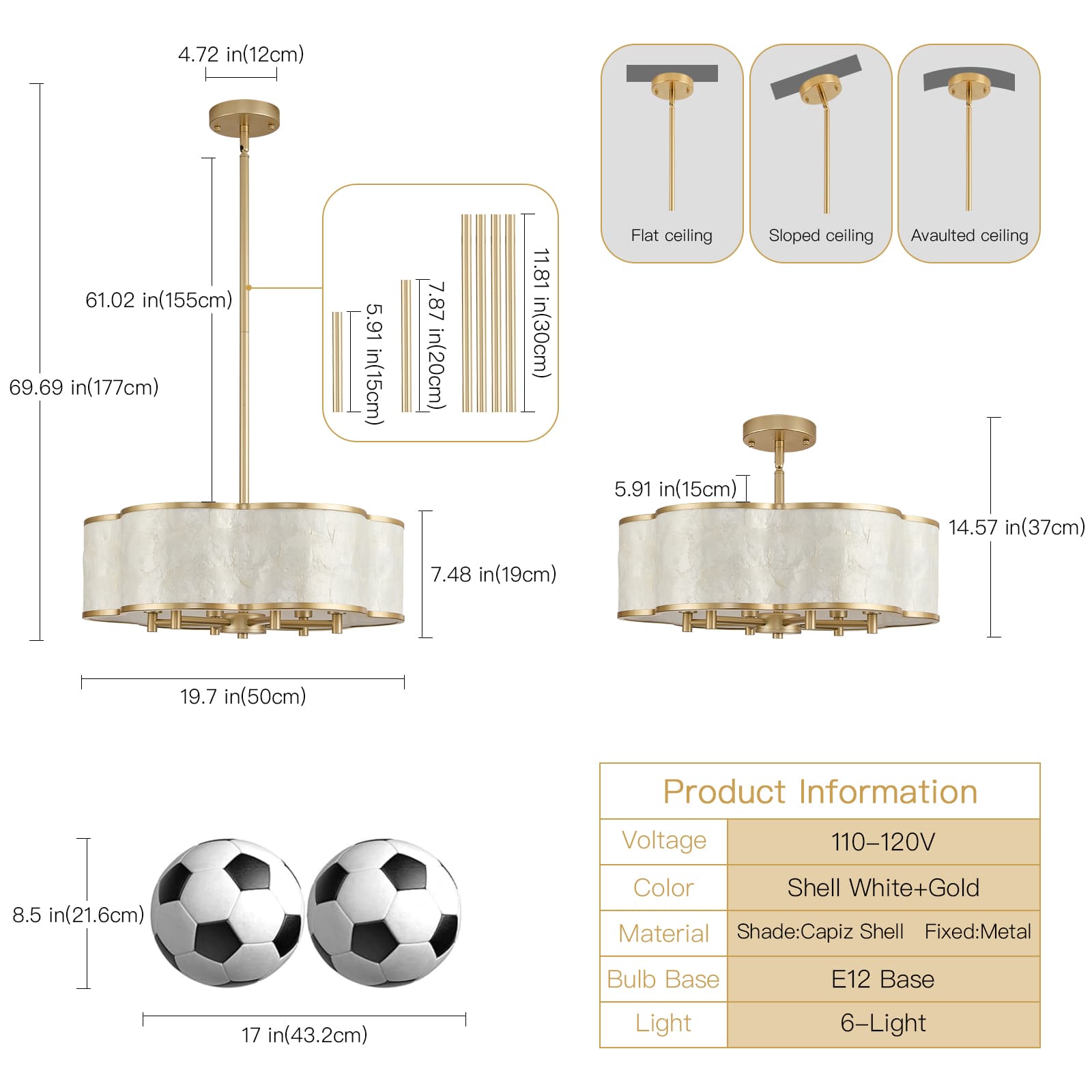 Gold Flower capiz shell chandelier thumbnail 2