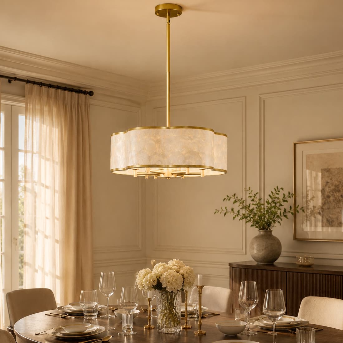 Gold Flower capiz shell chandelier thumbnail 3