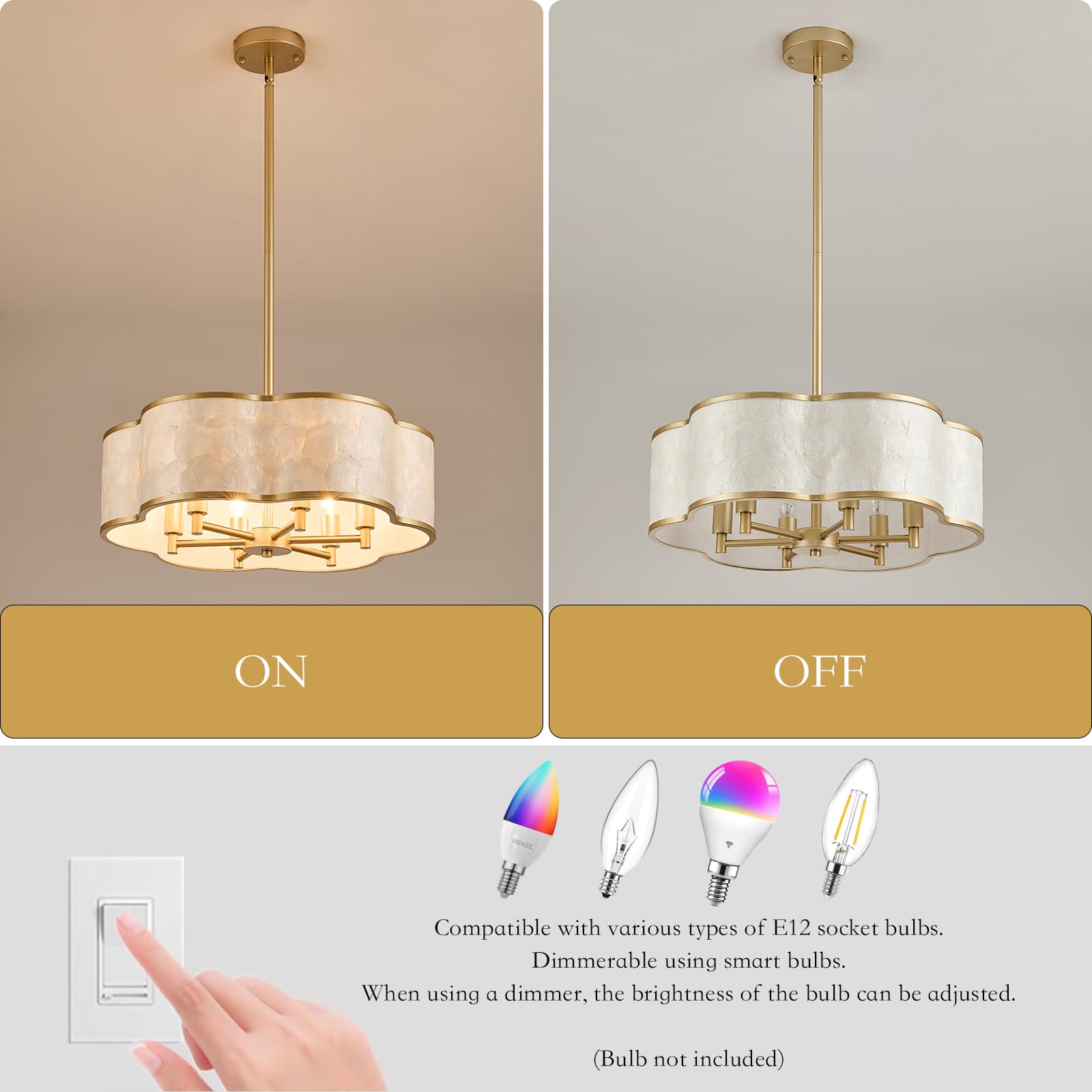 Gold Flower capiz shell chandelier thumbnail 7