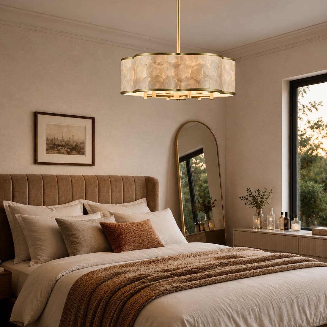 Gold Flower capiz shell chandelier thumbnail 8