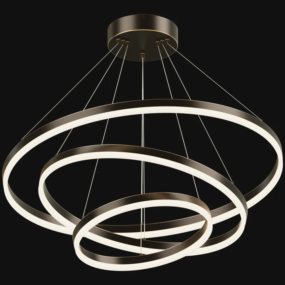 Modern 3-Tier LED Ring Blackened Copper Chandelier Wholesale for Home Projects