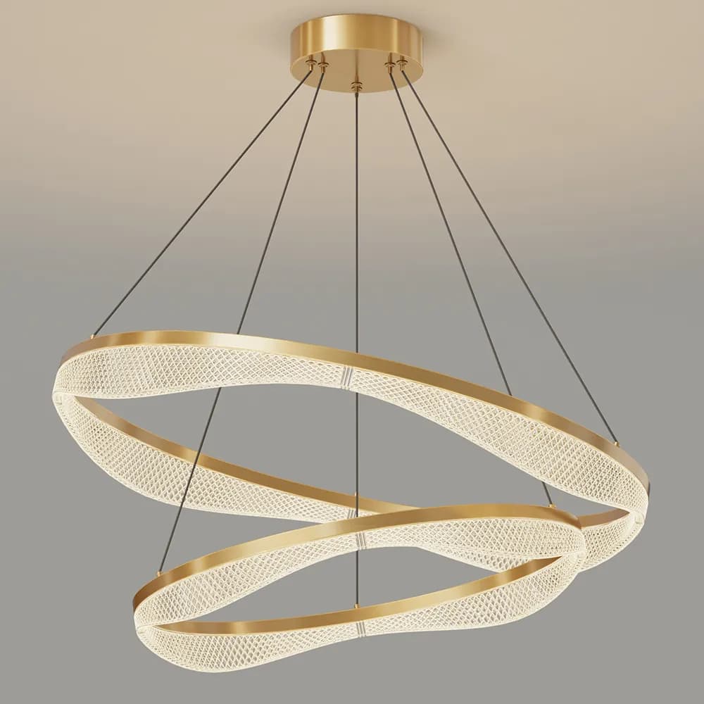Natural Copper Two Tier Acrylic LED Ring Chandelier