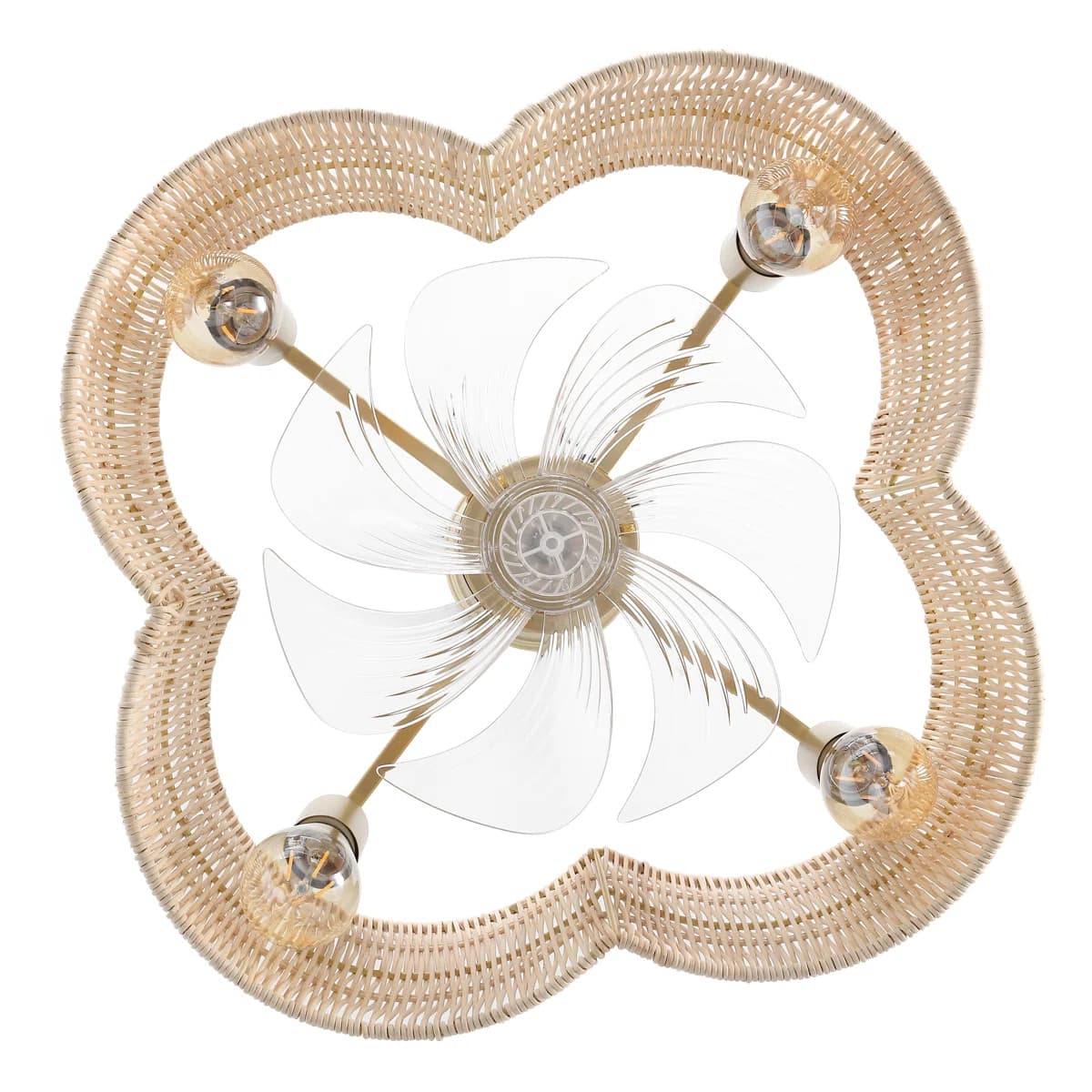 19.7" Rattan Fandelier with Light | Flower Shaped Boho Ceiling Fan