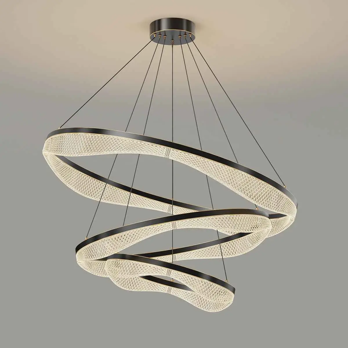 Three Tier Ring Chandelier with Acrylic LED Shades for Foyer（副本）