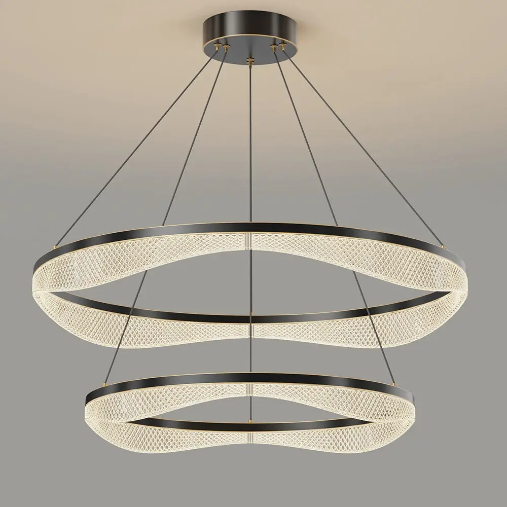 Two Tier Ring Chandelier with Acrylic LED Diffuser for Dining